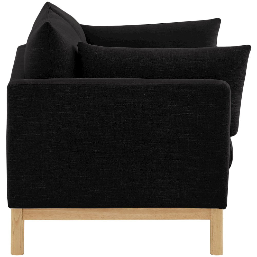 Langham Black Linen Textured Fabric Loveseat