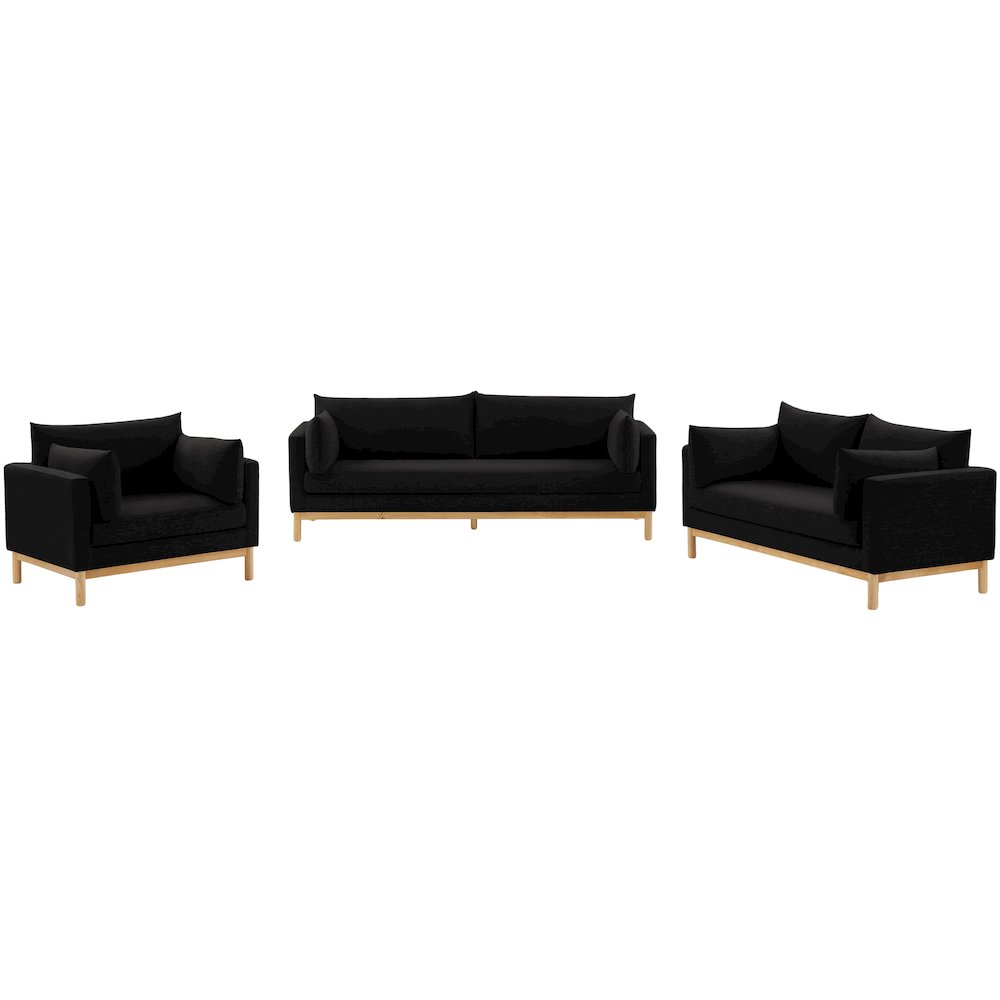 Langham Black Linen Textured Fabric Sofa