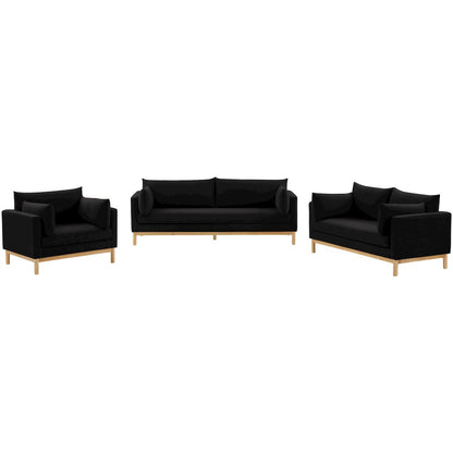 Langham Black Linen Textured Fabric Sofa