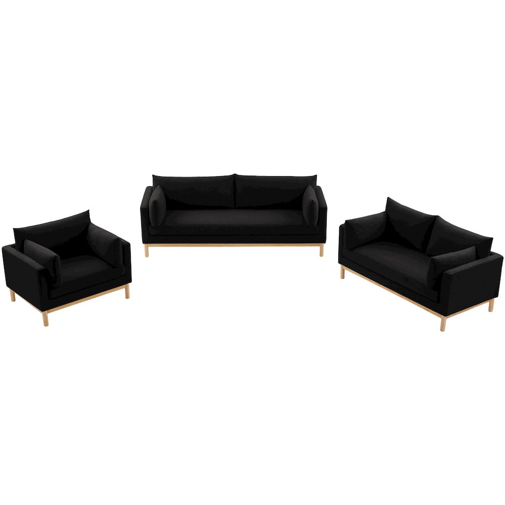 Langham Black Linen Textured Fabric Sofa