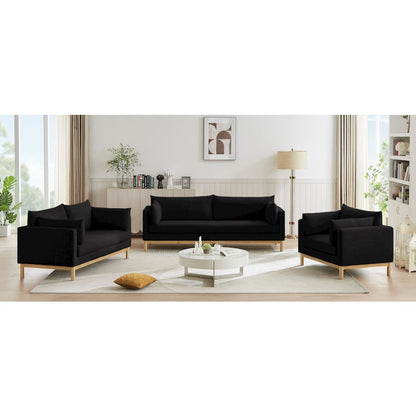 Langham Black Linen Textured Fabric Sofa