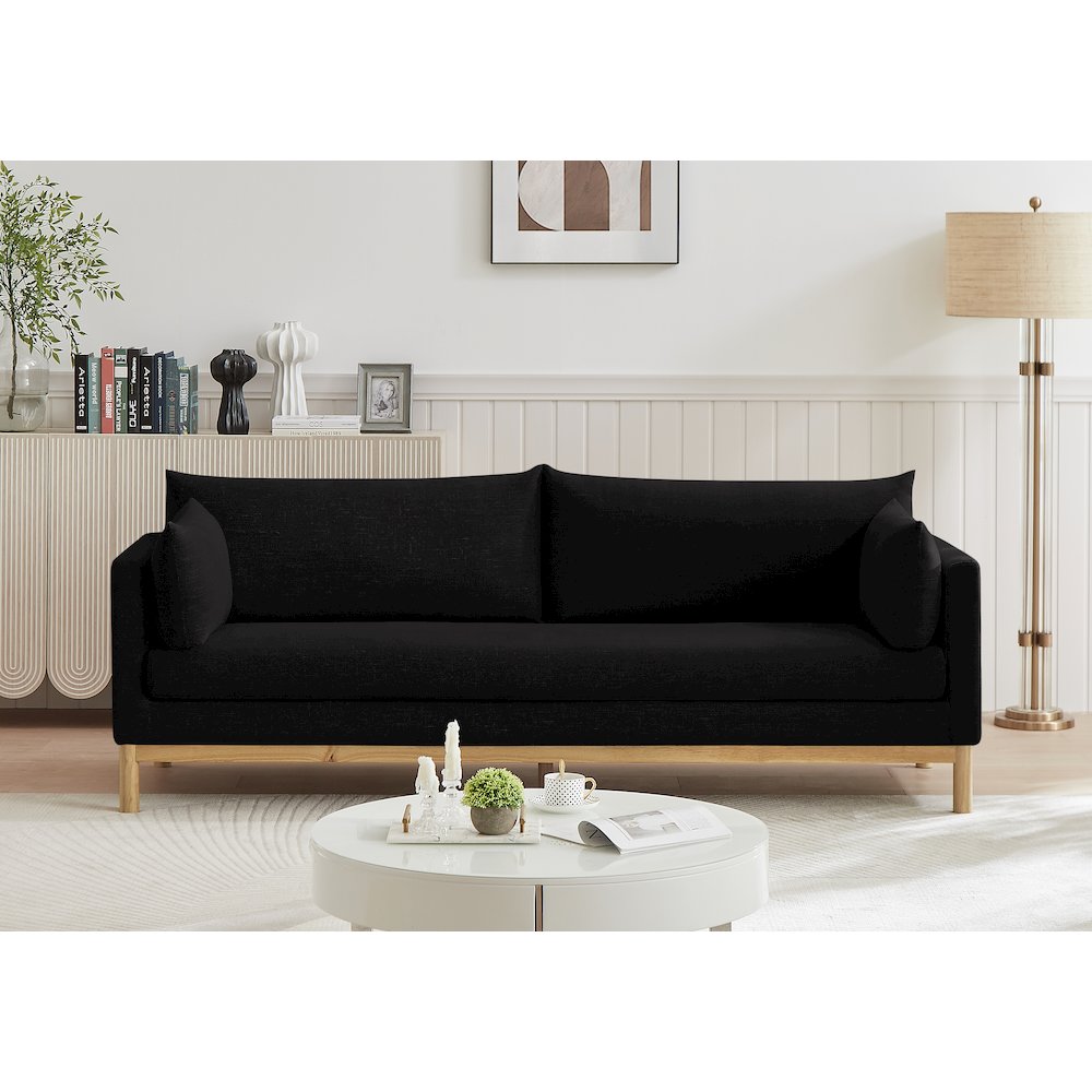 Langham Black Linen Textured Fabric Sofa