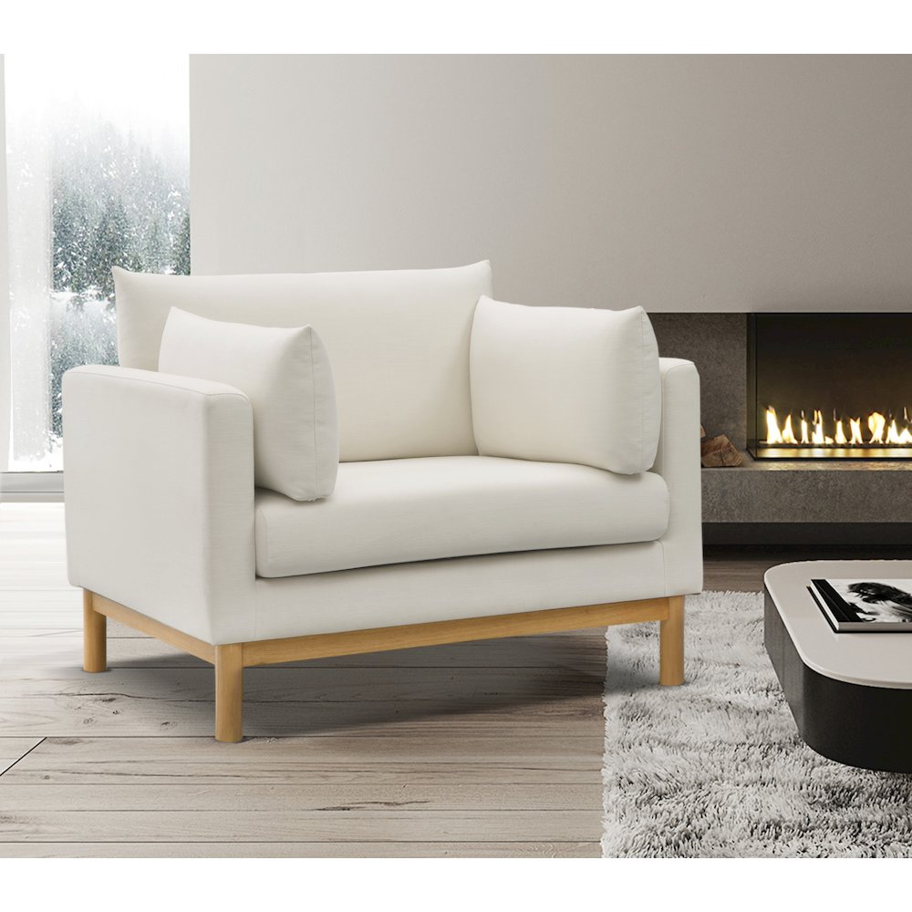 Langham Cream Linen Textured Fabric Chair