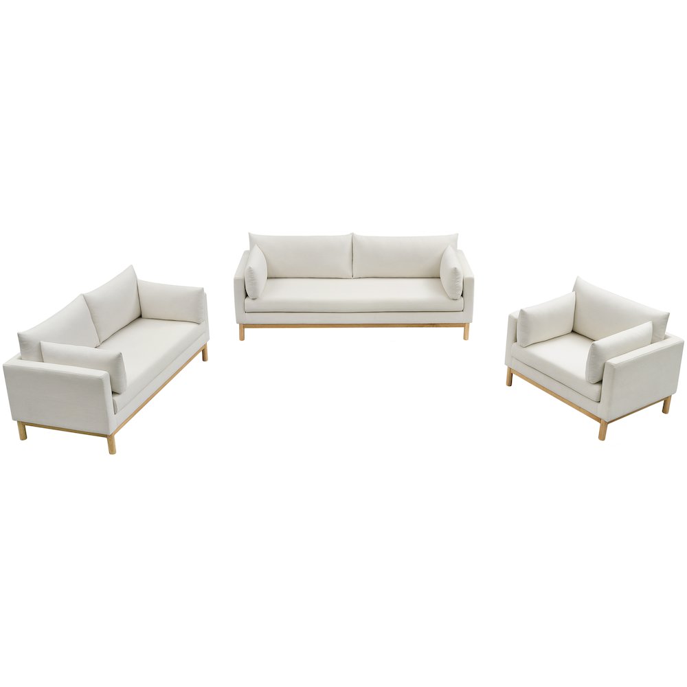 Langham Cream Linen Textured Fabric Loveseat