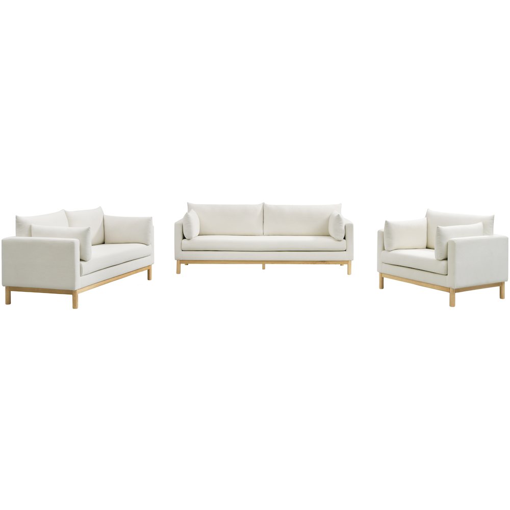 Langham Cream Linen Textured Fabric Loveseat