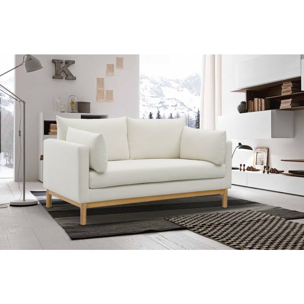 Langham Cream Linen Textured Fabric Loveseat