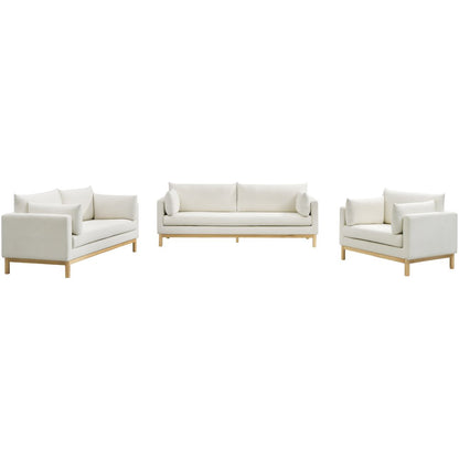 Langham Cream Linen Textured Fabric Sofa