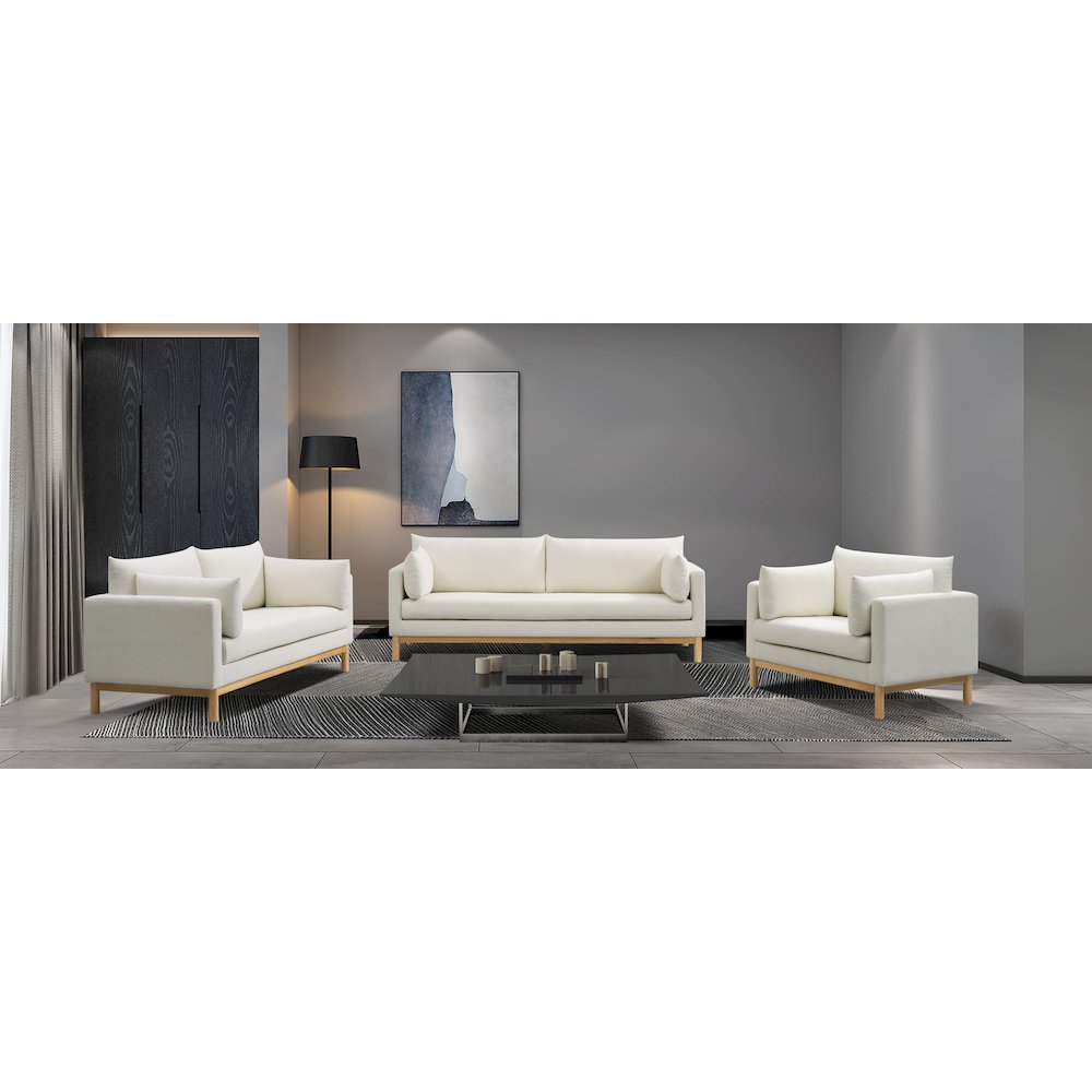 Langham Cream Linen Textured Fabric Sofa