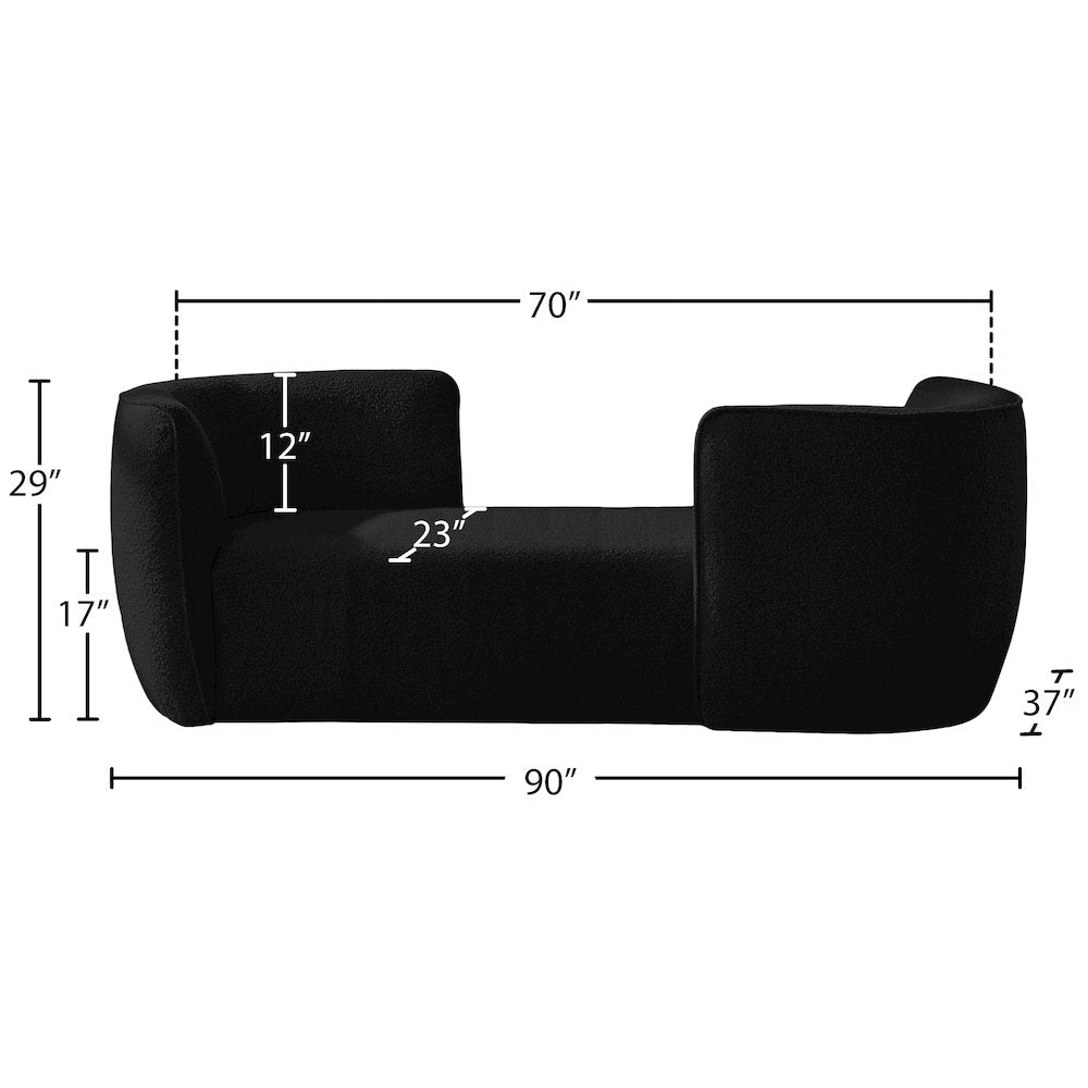 Hilton Black Fabric Chaise