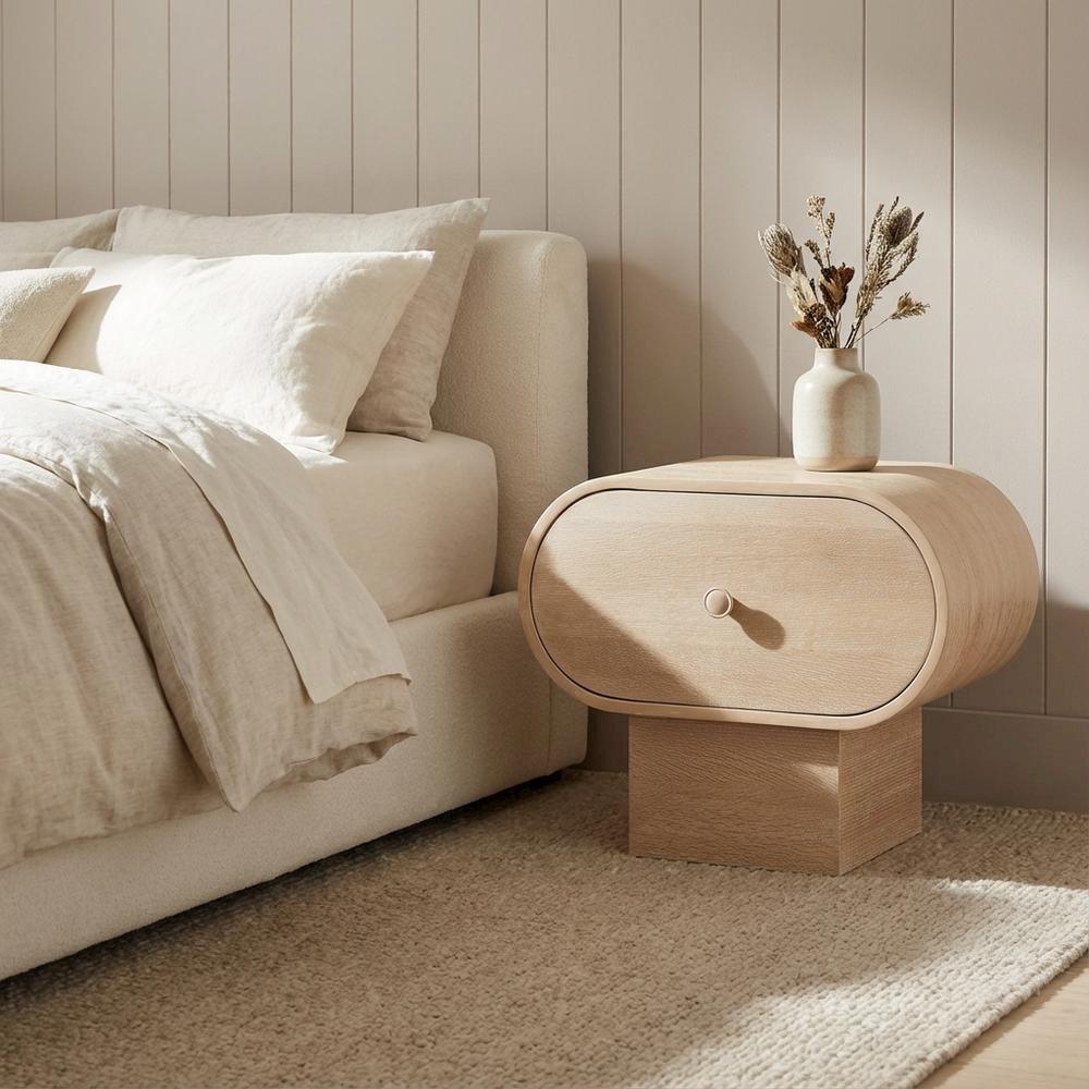 Wooden Night Stand with Finish, Art Deco Style for Bedroom