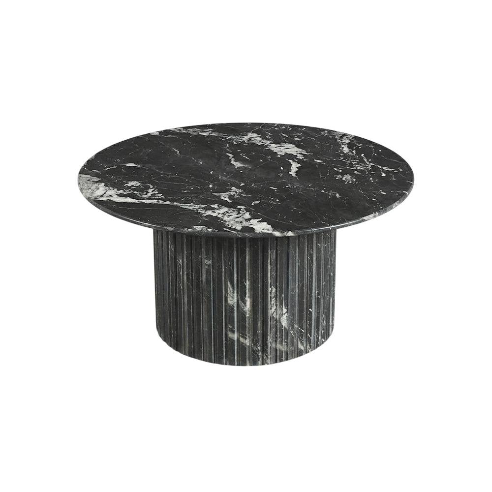 Contemporary Black Coffee Table with Pedestal Base, Art Deco Style