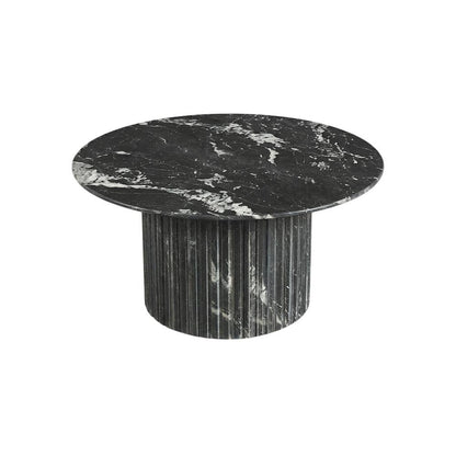 Contemporary Black Coffee Table with Pedestal Base, Art Deco Style