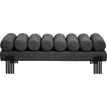 Akeela Black Linen Textured Fabric Bench