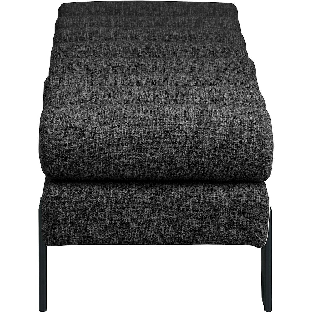 Akeela Black Linen Textured Fabric Bench