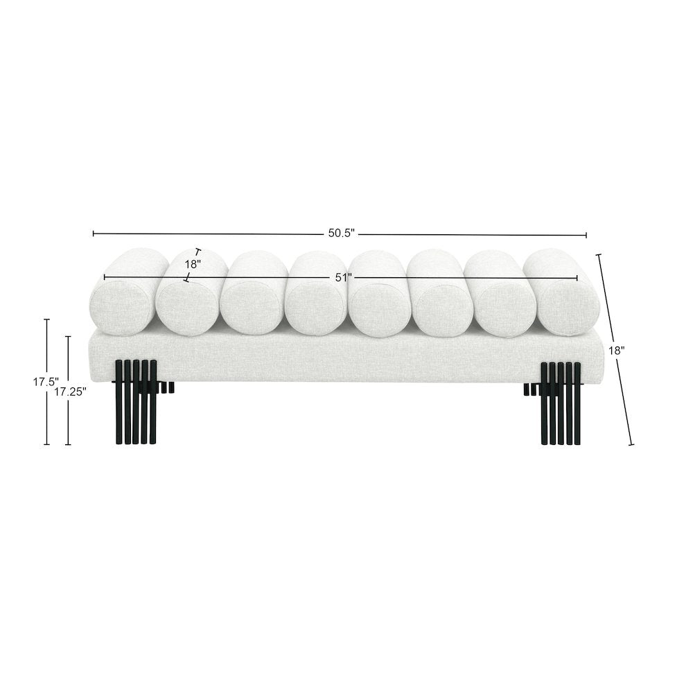 Akeela Cream Linen Textured Fabric Bench