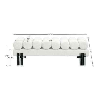 Akeela Cream Linen Textured Fabric Bench