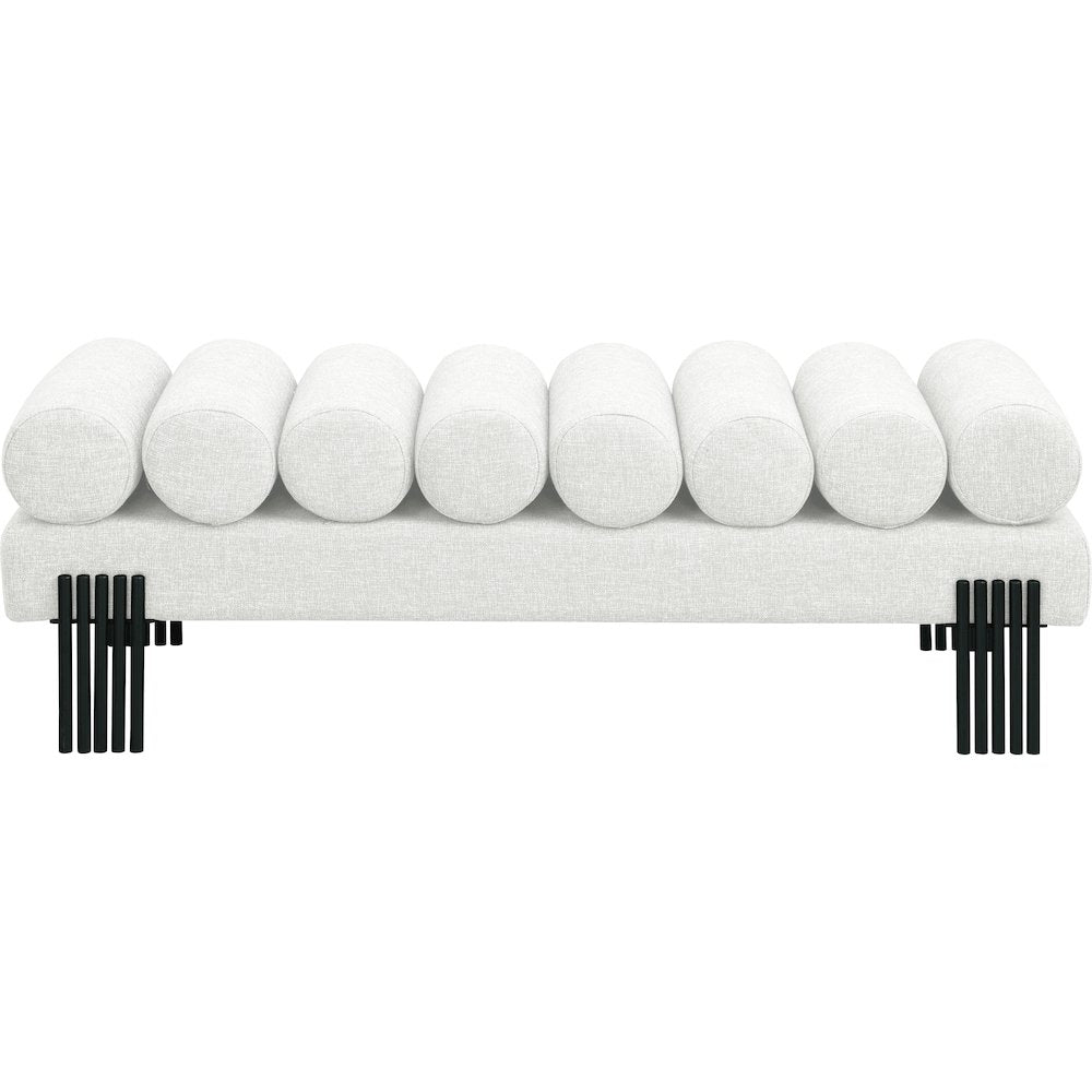 Akeela Cream Linen Textured Fabric Bench