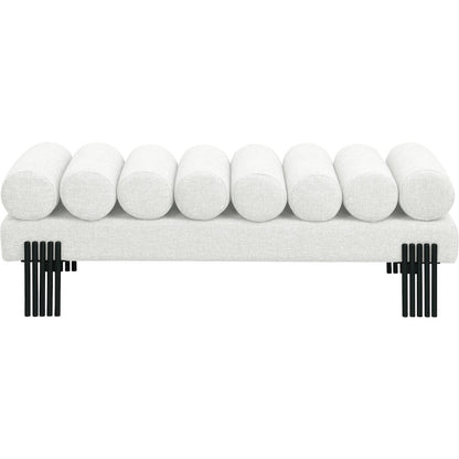 Akeela Cream Linen Textured Fabric Bench