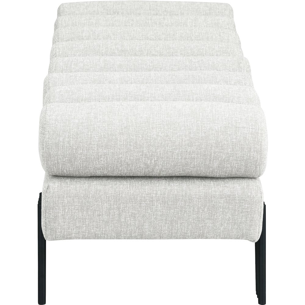 Akeela Cream Linen Textured Fabric Bench