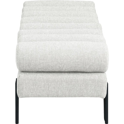 Akeela Cream Linen Textured Fabric Bench
