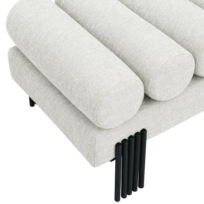 Akeela Cream Linen Textured Fabric Bench