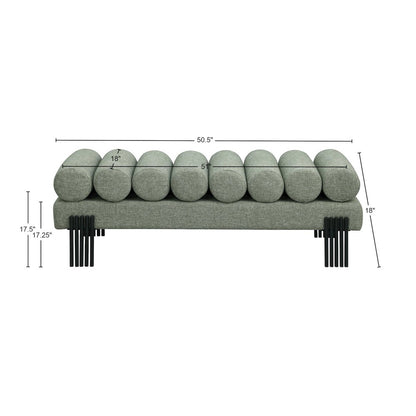 Akeela Green Linen Textured Fabric Bench