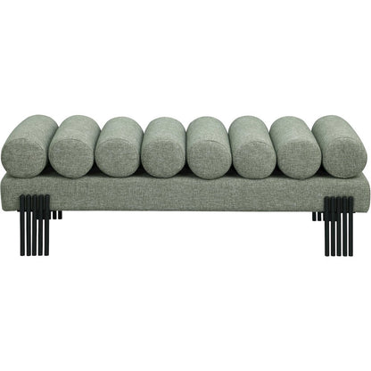 Akeela Green Linen Textured Fabric Bench