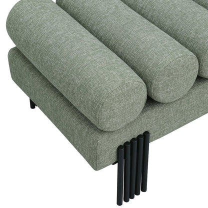 Akeela Green Linen Textured Fabric Bench