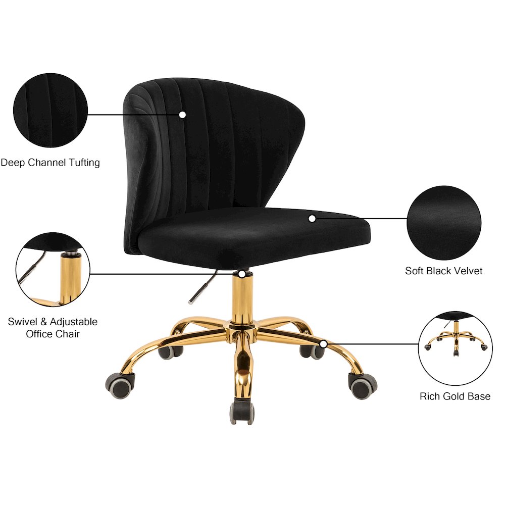 Finley Black Velvet Office Chair