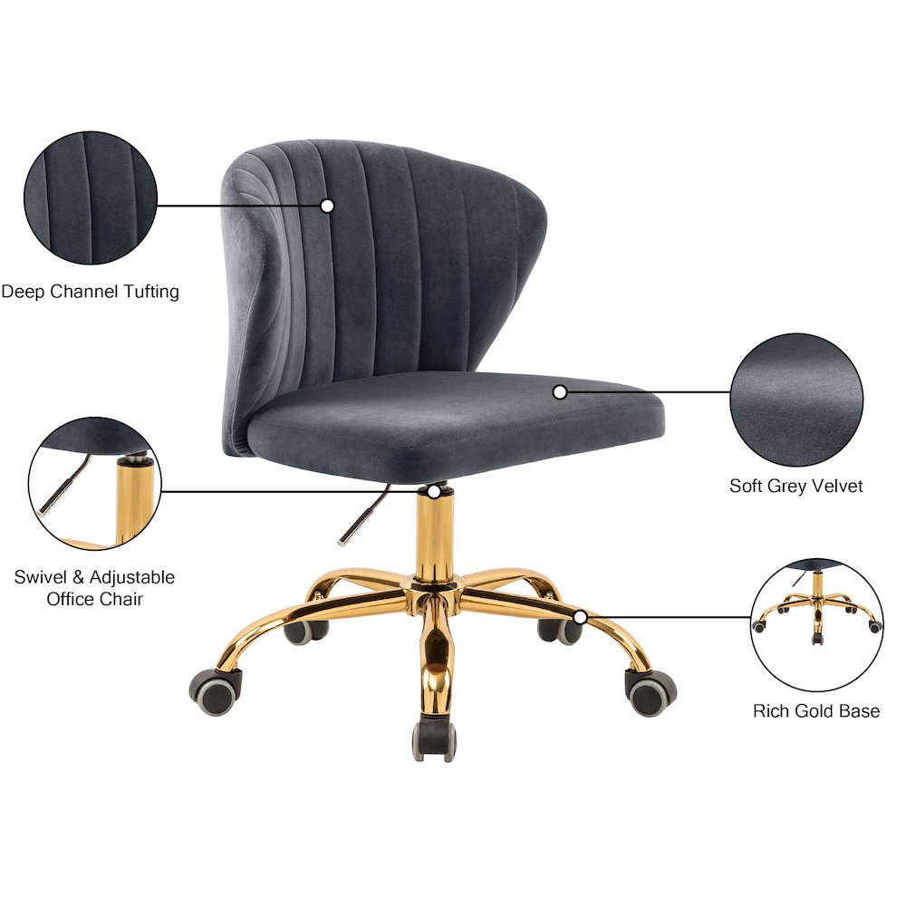 Finley Grey Velvet Office Chair
