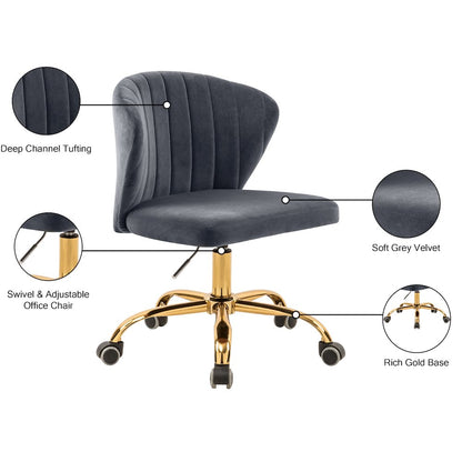 Finley Grey Velvet Office Chair