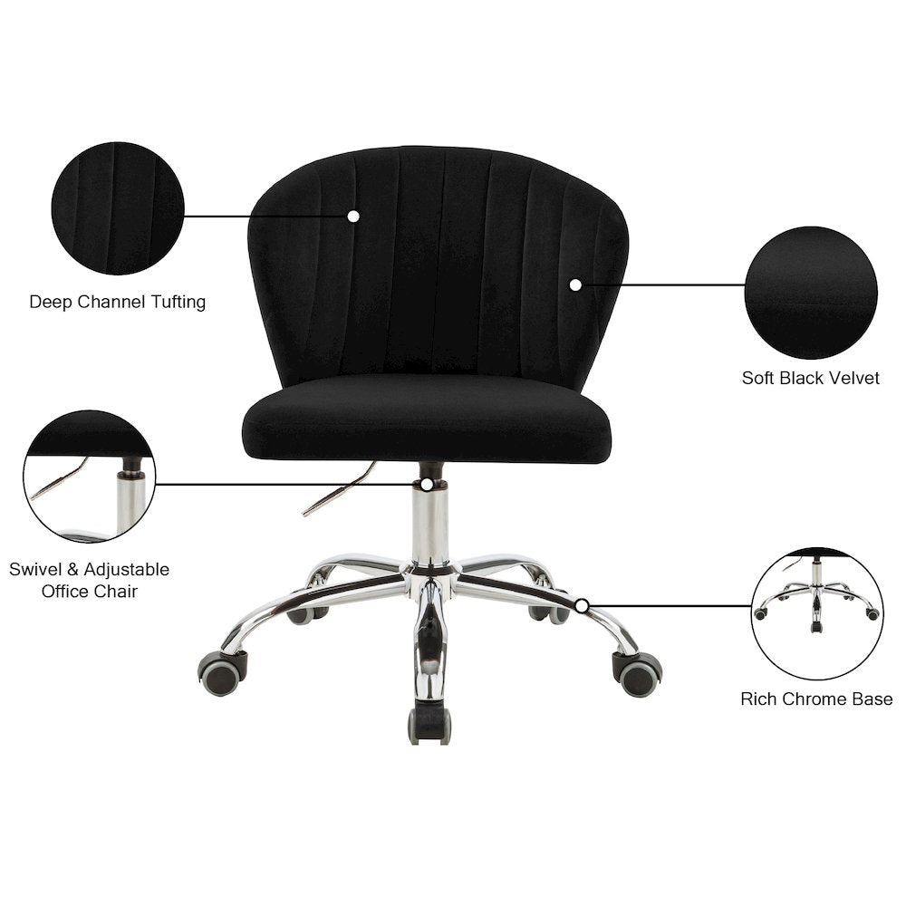 Finley Black Velvet Office Chair