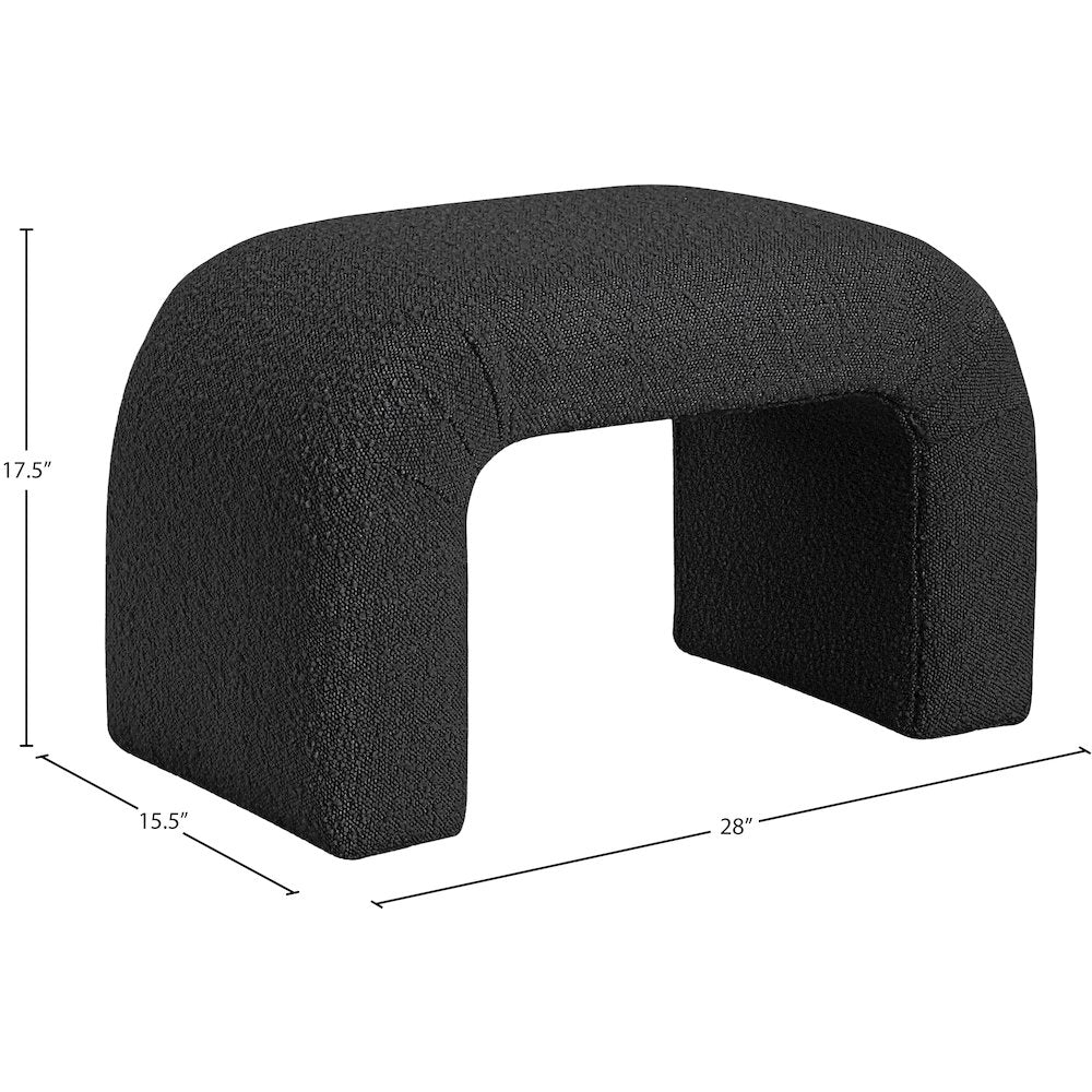 Niagara Black Boucle Fabric Bench