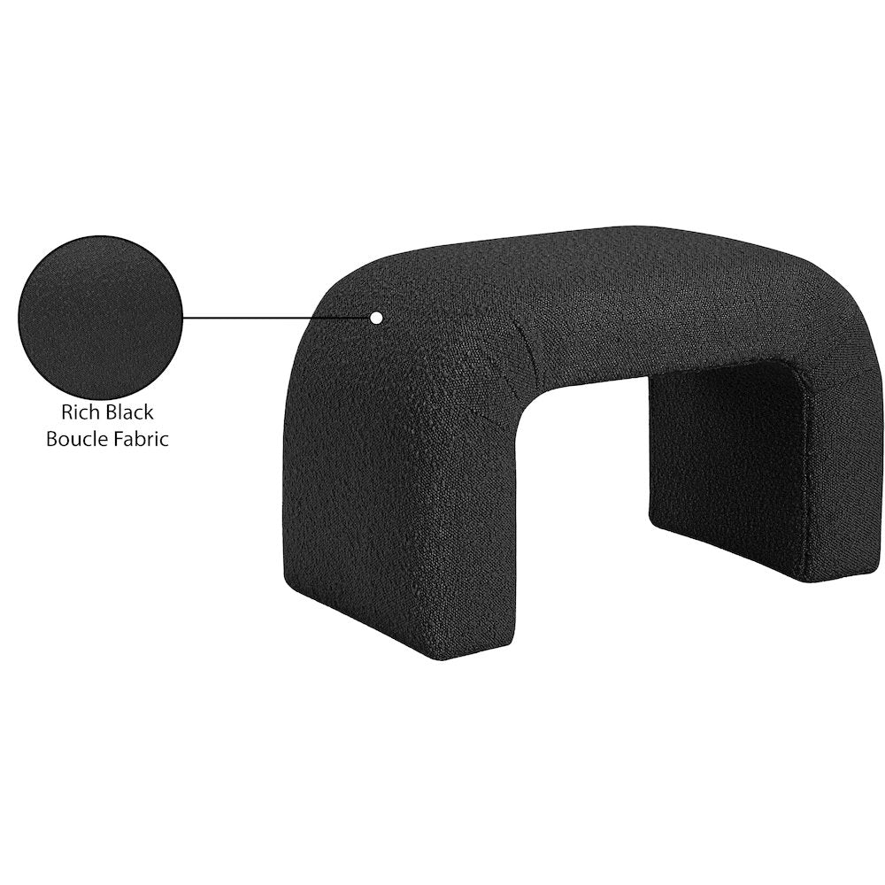 Niagara Black Boucle Fabric Bench