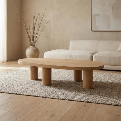 Natural Oak Coffee Table with Art Deco Finish for Modern Living