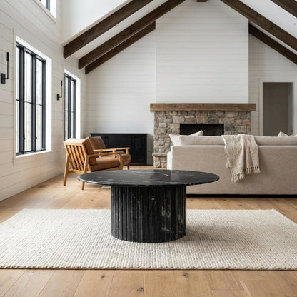 Contemporary Black Coffee Table with Pedestal Base, Art Deco Style