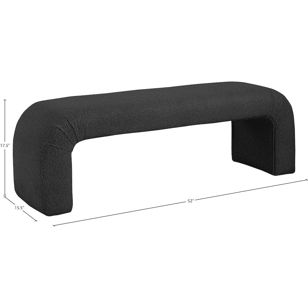 Niagara Black Boucle Fabric Bench