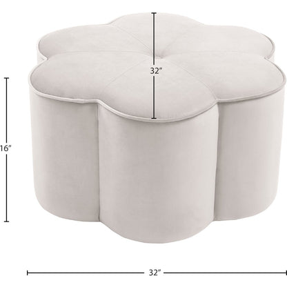 Daisy Cream Velvet Ottoman