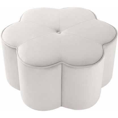 Daisy Cream Velvet Ottoman
