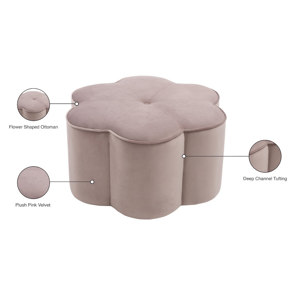 Daisy Pink Velvet Ottoman