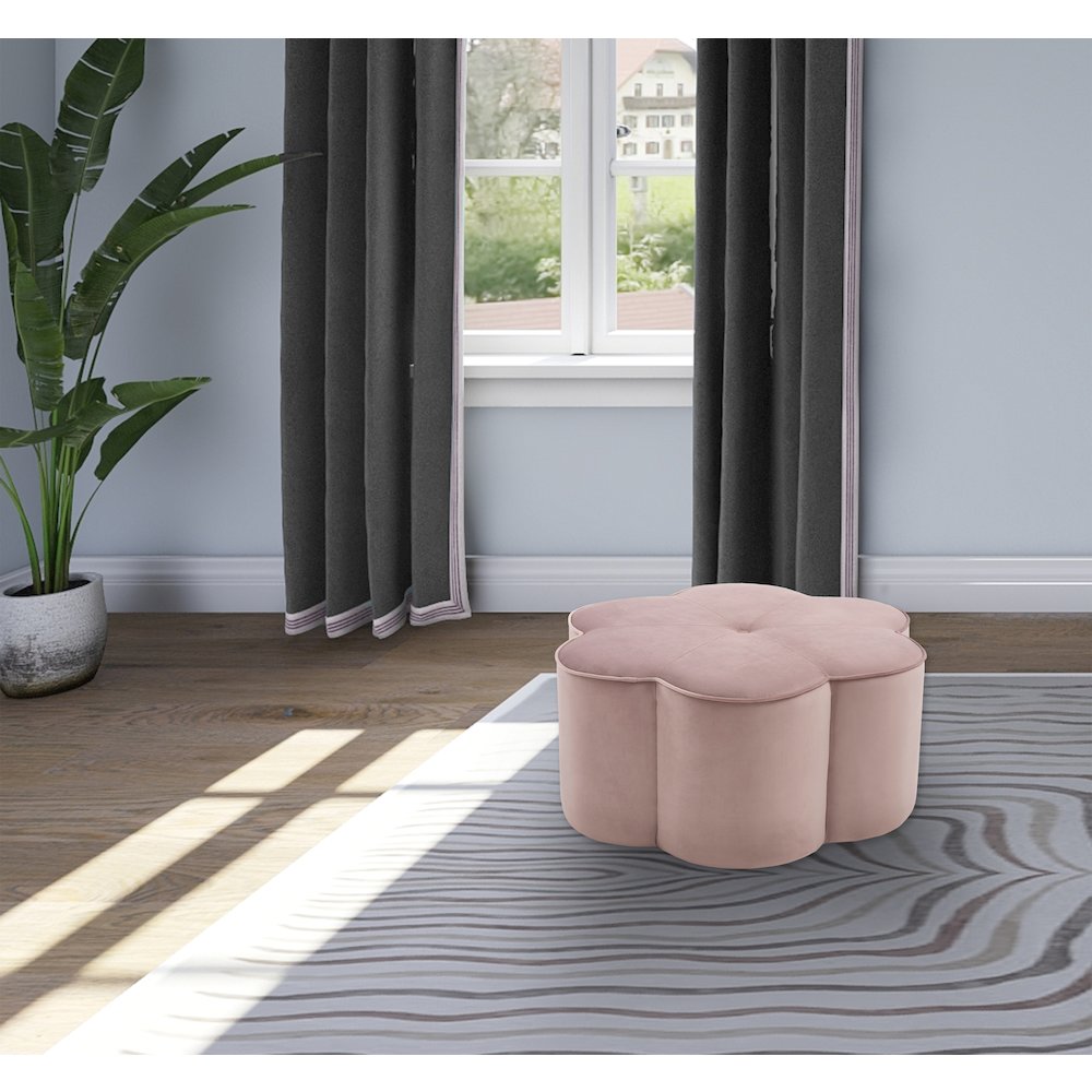 Daisy Pink Velvet Ottoman