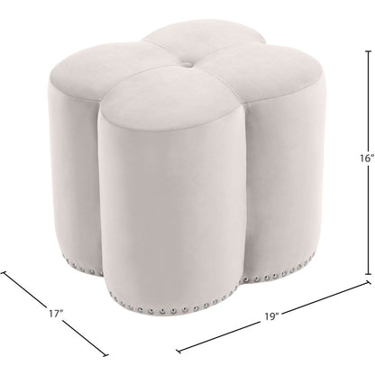 Clover Cream Velvet Ottoman