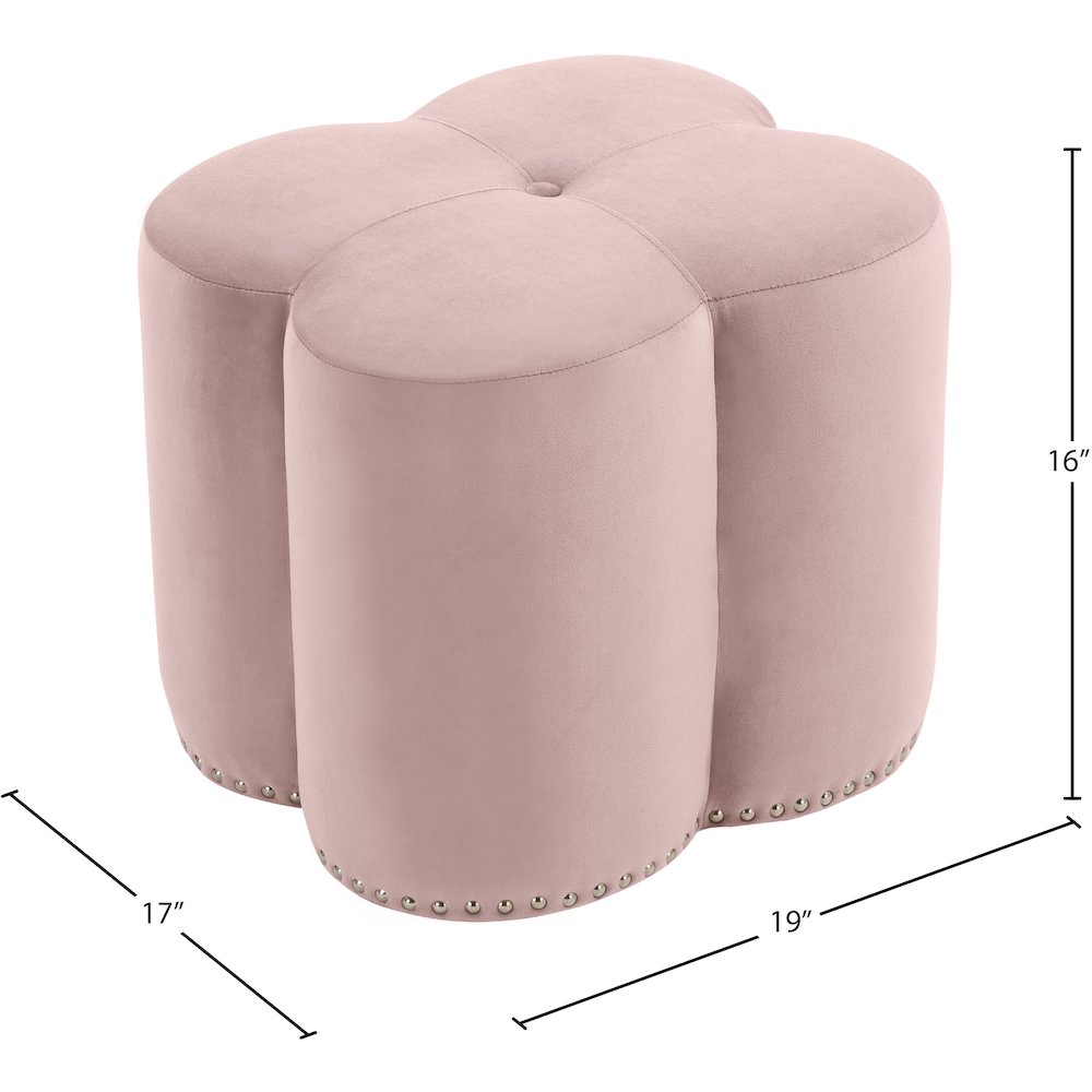 Clover Pink Velvet Ottoman