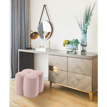 Clover Pink Velvet Ottoman