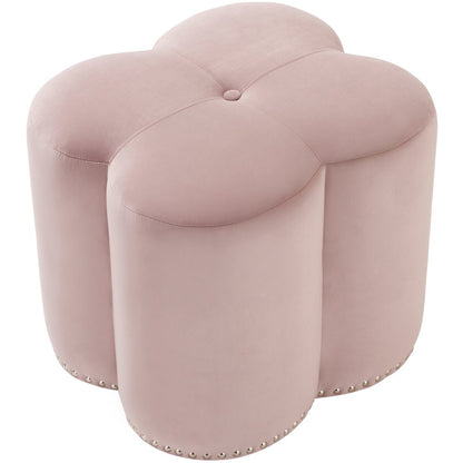 Clover Pink Velvet Ottoman