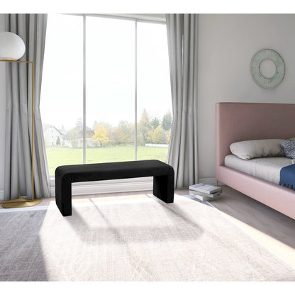 Minimalist Black Velvet Bench