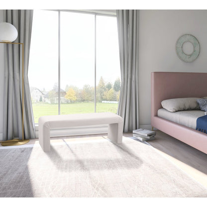 Minimalist Cream Velvet Bench