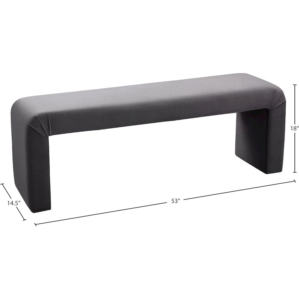 Minimalist Grey Velvet Bench