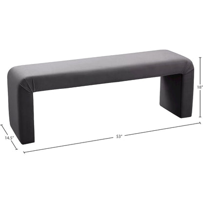 Minimalist Grey Velvet Bench