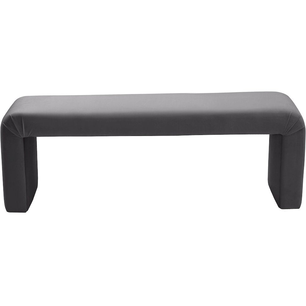 Minimalist Grey Velvet Bench